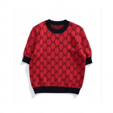 Gucci Womens Logo Crew-neck Sweaters Red 