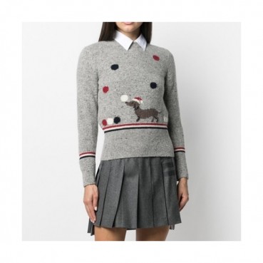 Thom Browne  Womens Strap Crew-neck Wool Sweaters 