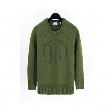 Hermes  Mens Crew-neck Wool Sweater Green 