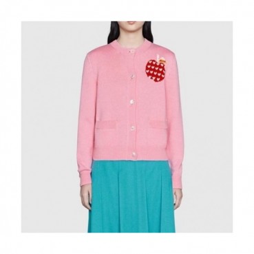 Gucci Womens Logo Crew-neck Sweaters Pink 