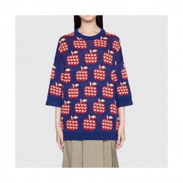 Gucci Womens Logo Crew-neck Sweaters Pink 