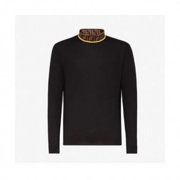 Fendi  Mens Logo Crew-neck Sweaters Black 