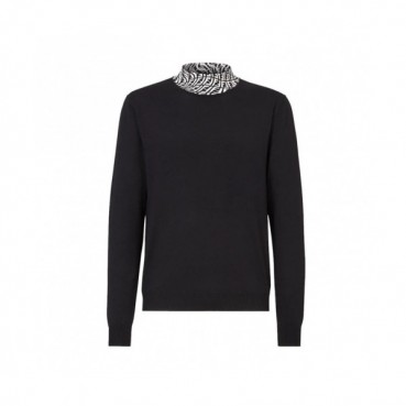 Fendi  Mens Logo Crew-neck Sweaters Black 