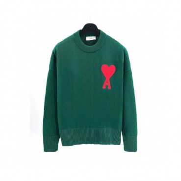 Ami  Mm/Wm Logo Casual Turtle-neck Sweaters Green 