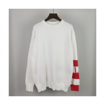 Valentino  Mens Big Logo Crew-neck Wool Sweaters White 