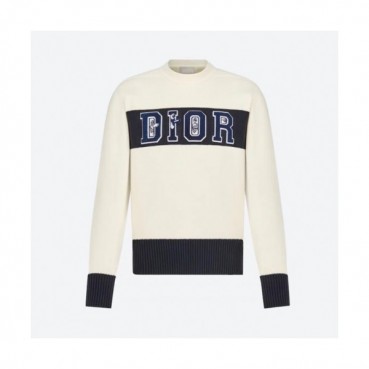 Dior  Mm/WmRetro Logo Crew-neck Sweaters Ivory 