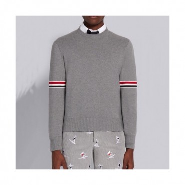 Thom Browne  Mm/Wm Strap Crew-neck Wool Sweaters Gray 
