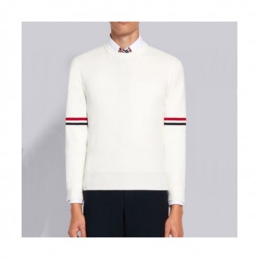 Thom Browne  Mm/Wm Strap Crew-neck Wool Sweaters White 