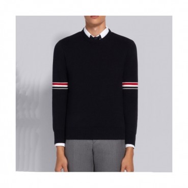 Thom Browne  Mm/Wm Strap Crew-neck Wool Sweaters Navy 
