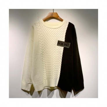 Loewe 2021 Mens Logo Crew-neck Wool Sweaters 