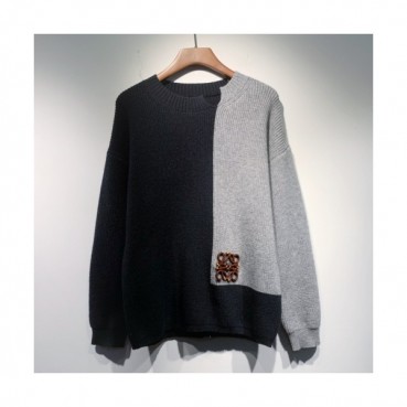 Loewe 2021 Mens Logo Crew-neck Wool Sweaters 
