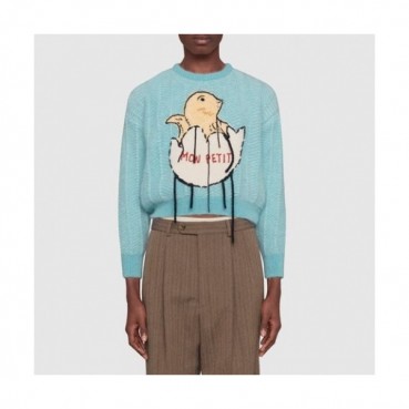 Gucci 2020 Womens Logo Crew-neck Sweaters 
