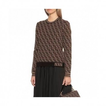 [펜디]Fendi 2020 Womens Logo Crew-neck Wool Sweaters 