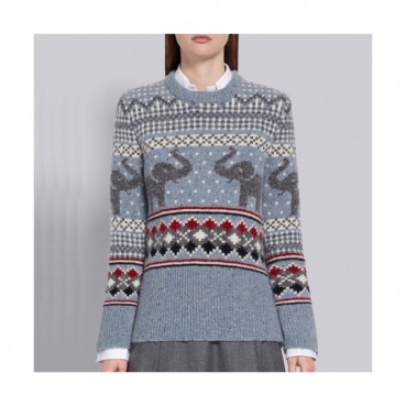 [톰브라운]Thom Browne 2020 Womens Strap Crew-neck Wool Sweaters 