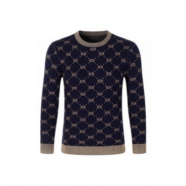 Gucci 2020 Mens Logo Crew-neck Wool Sweaters 