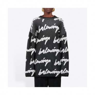 [발렌시아가]Balenciaga 2020 Womens  Logo Crew-neck Sweaters 
