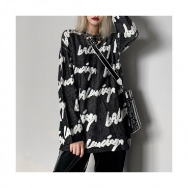 [발렌시아가]Balenciaga 2020 Womens Logo Crew-neck Sweaters 