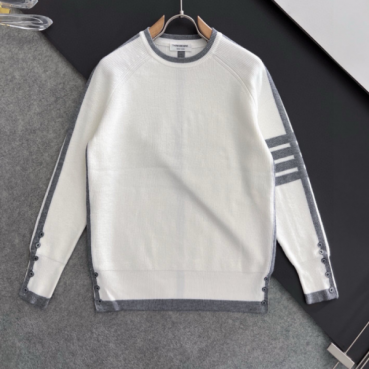 톰브라운 남성 화이트 니트 - Thom Browne Mens White Knits 
