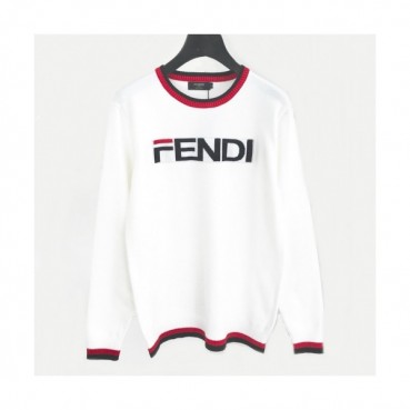 Fendi 2020 Mens Logo Crew-neck Wool Sweaters 