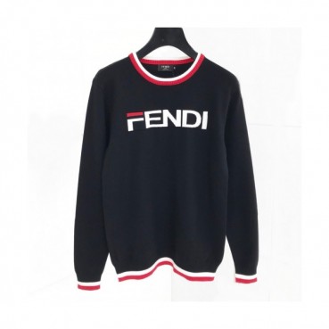 Fendi 2020 Mens Logo Crew-neck Wool Sweaters 