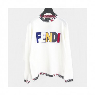 Fendi 2020 Mens Logo Crew-neck Wool Sweaters 