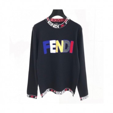 Fendi 2020 Mens Logo Crew-neck Wool Sweaters 