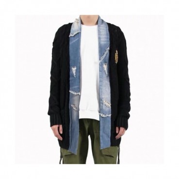 Greg Lauren Unisex Trendy Denim Sweaters - 그렉 로렌 남/녀 트렌디 데님 스웨터 Gre04x