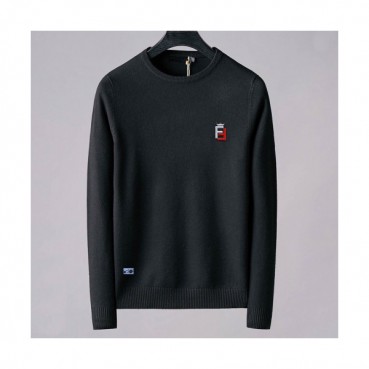 Fendi 2020 Mens Logo Crew-neck Wool Sweaters 