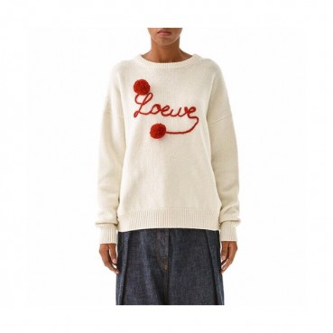 Loewe 2019 Womens Logo Crew-neck  Wool Sweater 