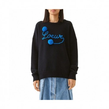Loewe 2019 Womens Logo Crew-neck  Wool Sweater 