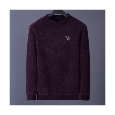 Versace 2019 Mens Medusa Logo Crew-neck Wool Sweater 