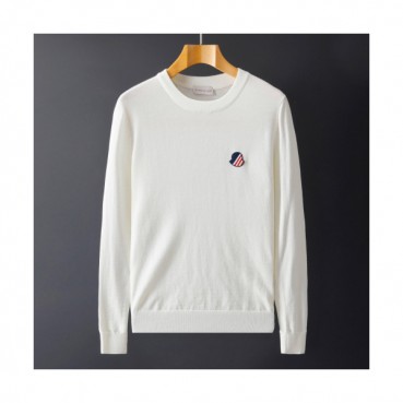 Moncler 2019 Mens Retro Logo Crew-neck Wool Sweater 
