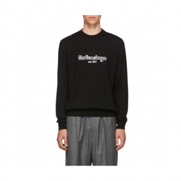 Balenciaga 2019 Mens Logo Crew-neck Wool Sweater 