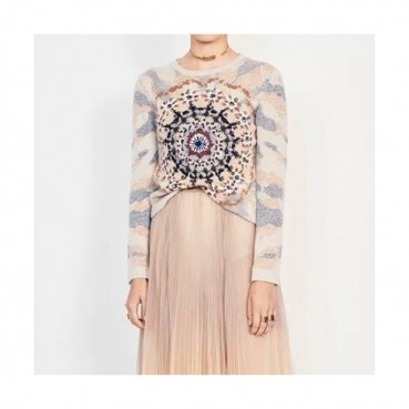 Dior 2019 Womens Retro Logo Crew-neck Wool Sweater 