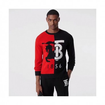 Burberry 2019 Mens Retro Logo Crew-neck Wool Sweater 