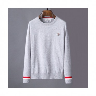 Moncler 2019 Mens Retro Logo Crew-neck Wool Sweater 
