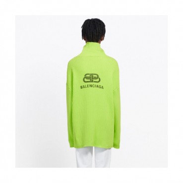 Balenciaga 2019 Mens Logo Casual Turtle-neck Sweater 
