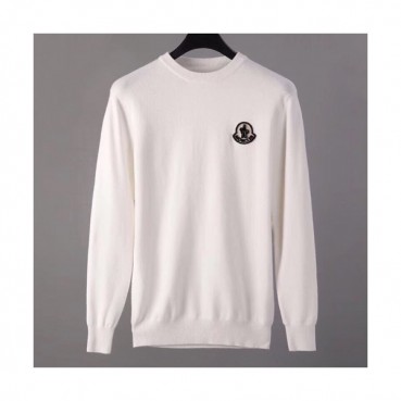 Moncler 2019 Mens Retro Logo Crew-neck Wool Sweater 
