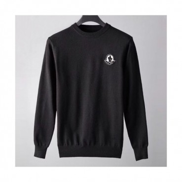 Moncler 2019 Mens Retro Logo Crew-neck Wool Sweater 