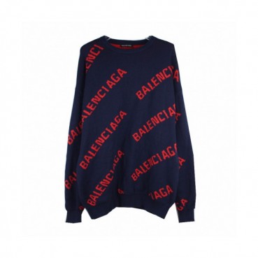 Balenciaga 2019 Womens  Logo Crew - neck  Wool Sweater 