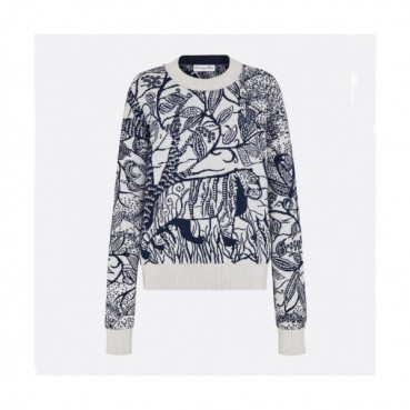 Dior 2019 Womens Retro Logo Crew-neck Sweater 