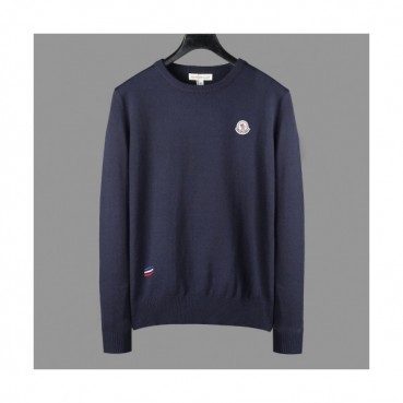 Moncler 2019 Mens Retro Logo Crew-neck Wool Sweater 
