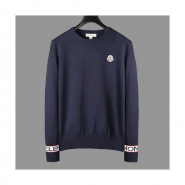Moncler 2019 Mens Retro Logo Crew-neck Wool Sweater 
