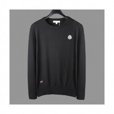 Moncler 2019 Mens Retro Logo Crew-neck Wool Sweater 