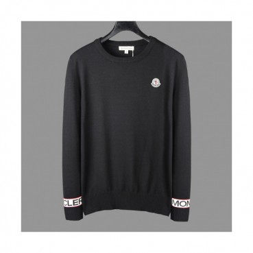 Moncler 2019 Mens Retro Logo Crew-neck Wool Sweater 
