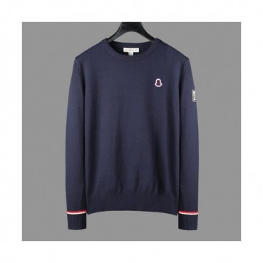 Moncler 2019 Mens Retro Logo Crew-neck Wool Sweater 