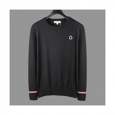 Moncler 2019 Mens Retro Logo Crew-neck Wool Sweater 