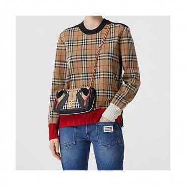 Burberry 2019 Mens Retro Logo Crew-neck Wool Sweater 