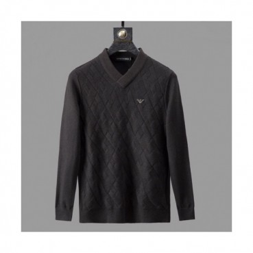 Armani 2019 Mens V-neck Wool Sweater 