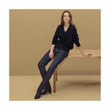 Hermes Womens Wool V-neck Sweater 